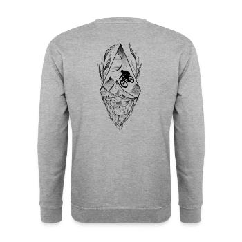 Downhill VTT style sketch & dotwork art - Sweat-shirt Unisexe - gris chiné - Dos - Michal (187cm)