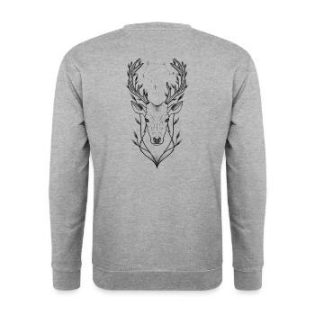 Cerf dotwork et signe astro Balance - Sweat-shirt Unisexe - gris chiné - Dos - Michal (187cm)