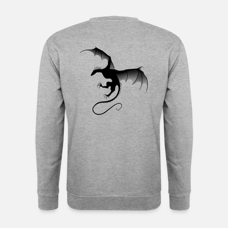 Schwarzer Drache - Unisex Pullover - Weißgrau meliert