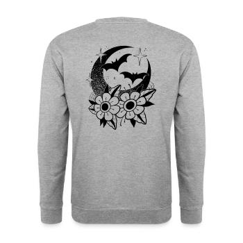 Halloween flash tattoo style - Unisex Sweatshirt - salt & pepper - Back - Michal (187cm)