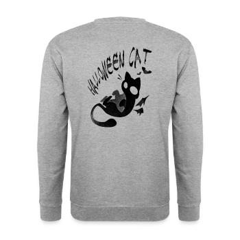 Chat noir d'Halloween - Sweat-shirt Unisexe - gris chiné - Dos - Michal (187cm)