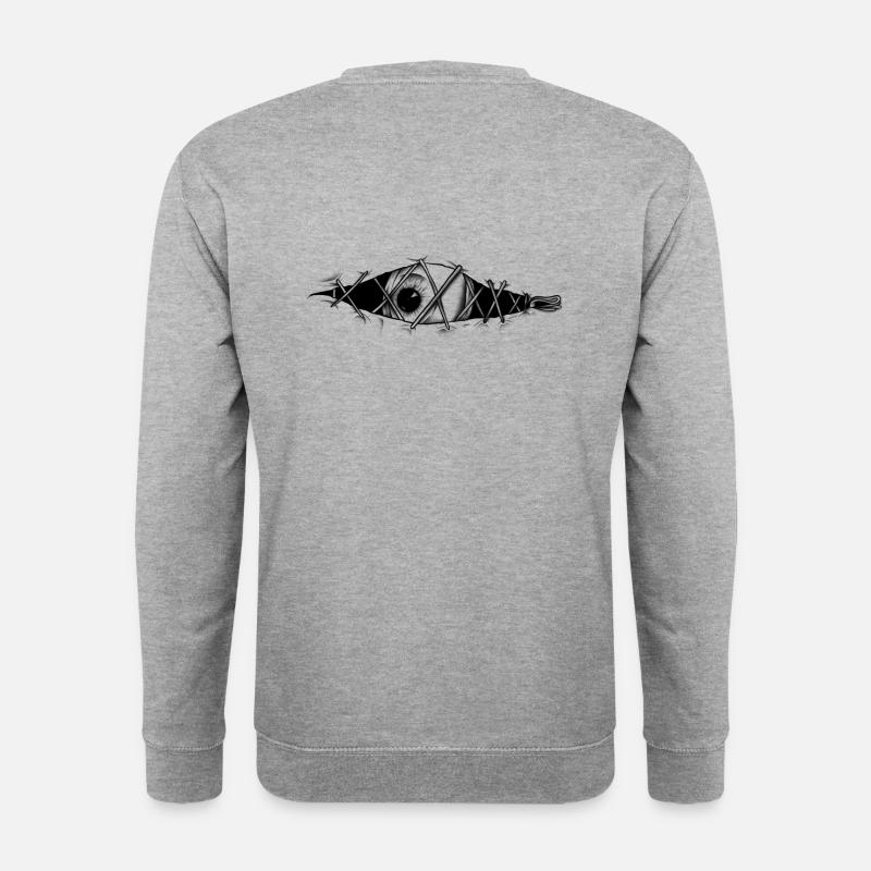 Zeichnung im Stil eines dunklen Auges - Unisex Pullover - Weißgrau meliert