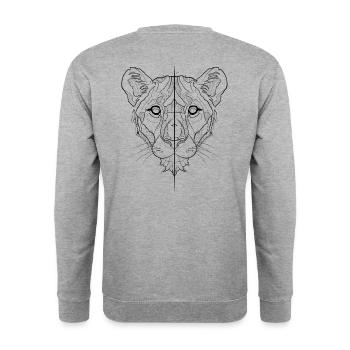 Löwenkopfskizze - Unisex Pullover - Weißgrau meliert - Hinten - Michal (187cm)
