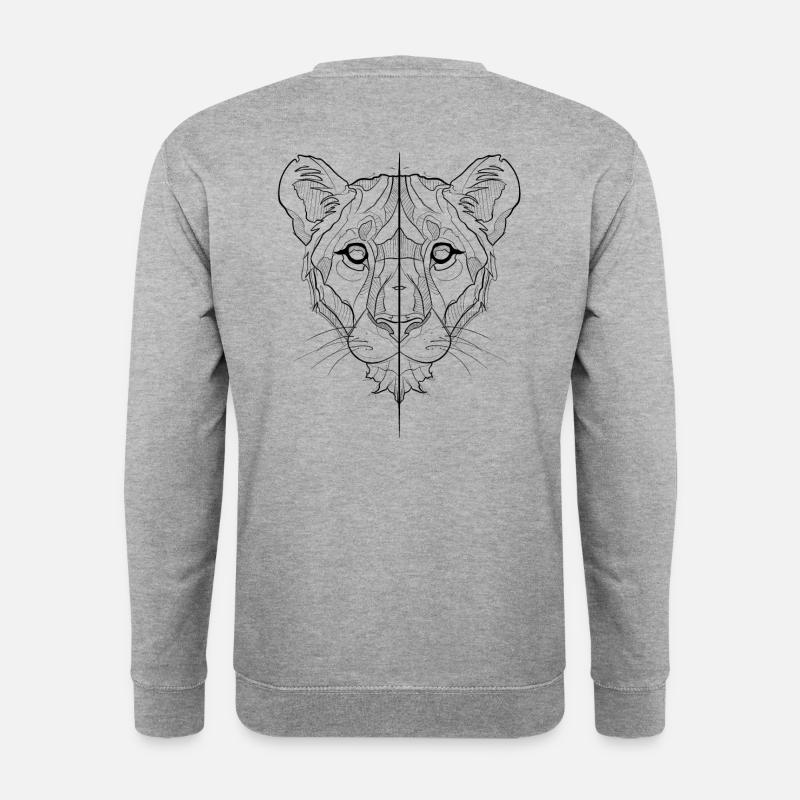 Löwenkopfskizze - Unisex Pullover - Weißgrau meliert