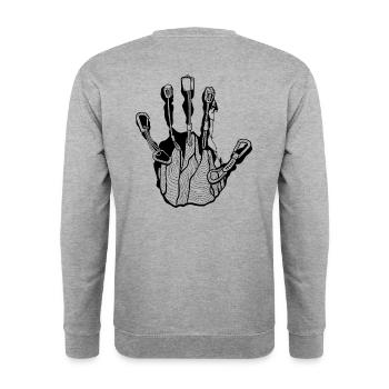 Main combo escalade - Sweat-shirt Unisexe - gris chiné - Dos - Michal (187cm)