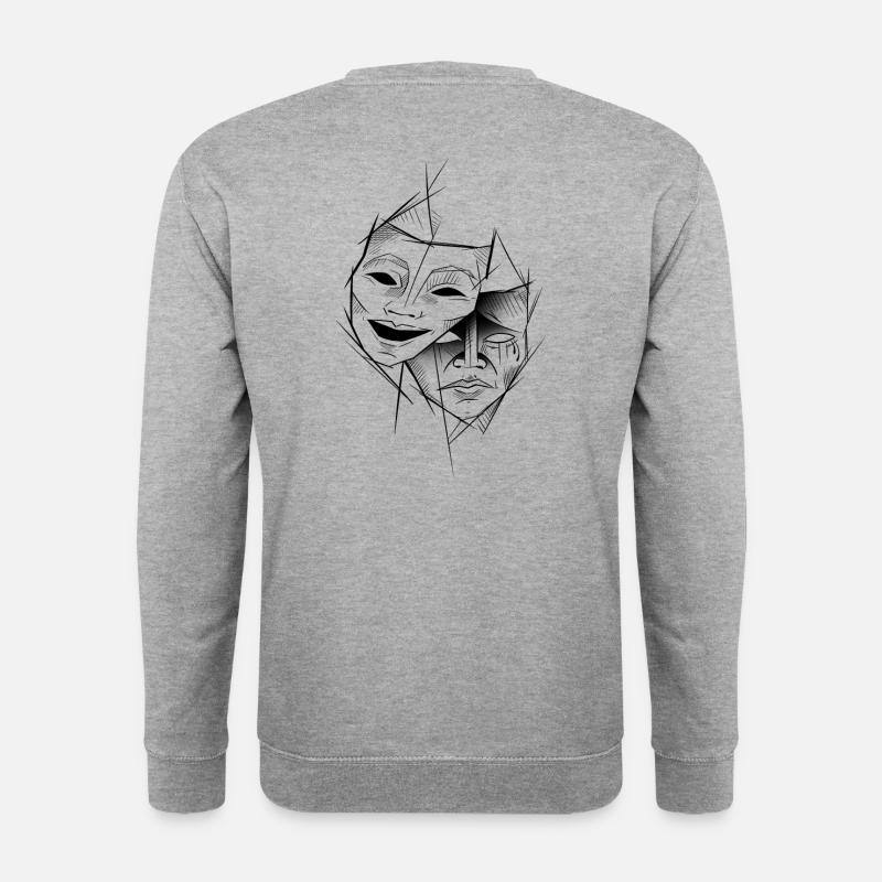 Theatermaske Skizzenkunst - Unisex Pullover - Weißgrau meliert