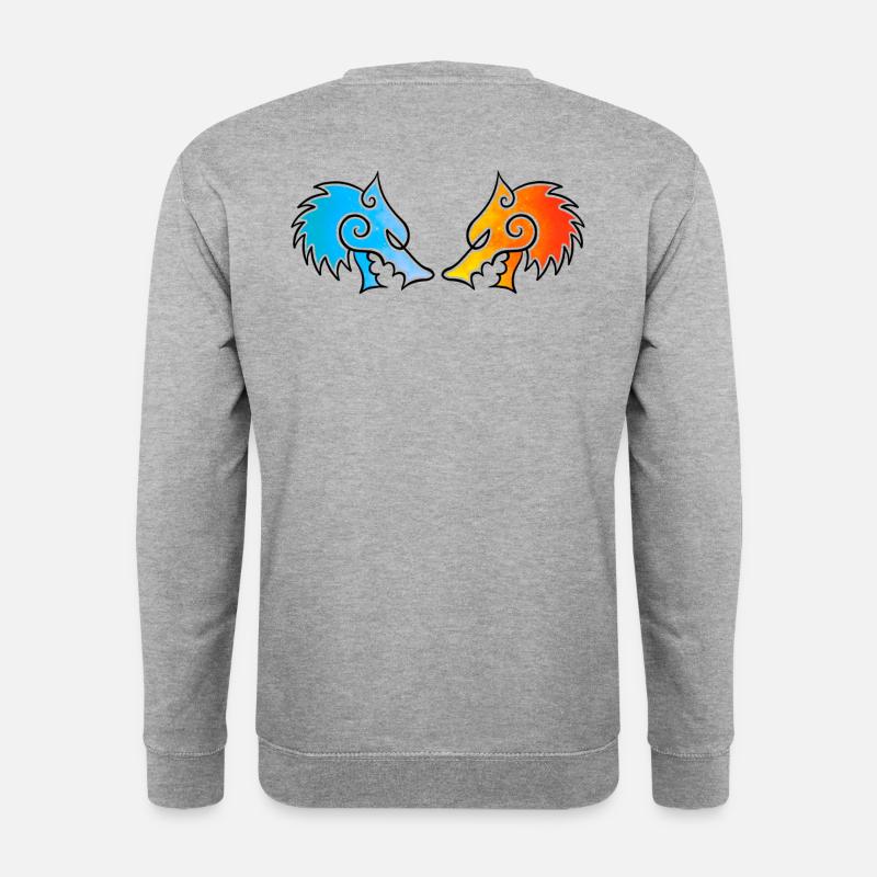 Nördliche Wölfe Fenrir - Unisex Pullover - Weißgrau meliert