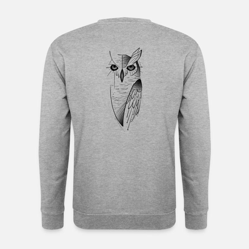 Eulenskizze - Unisex Pullover - Weißgrau meliert