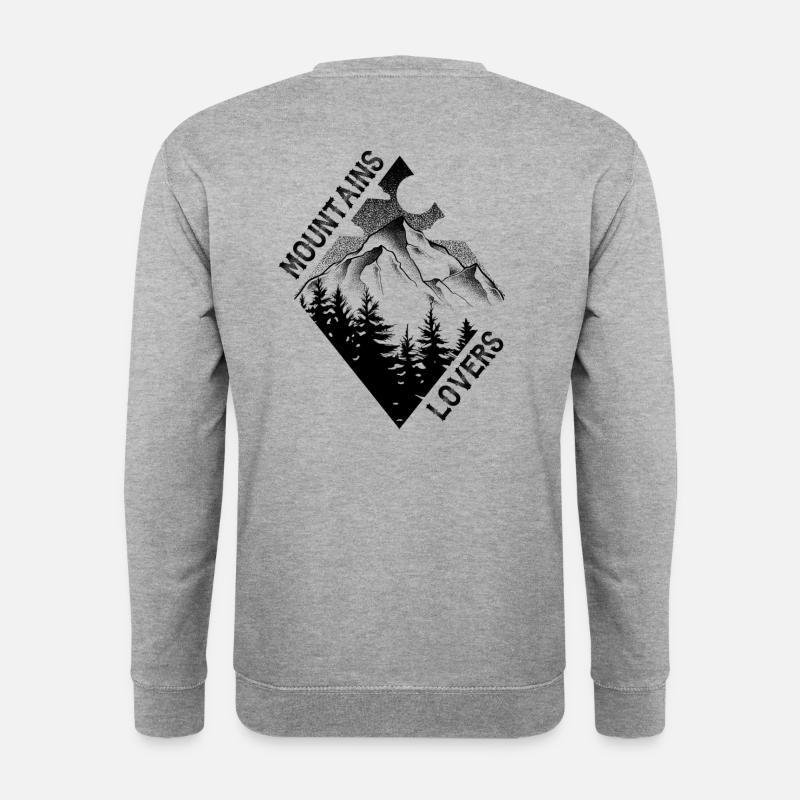 Bergliebhaber - Dotwork Tattoo Kunst - Unisex Pullover - Weißgrau meliert