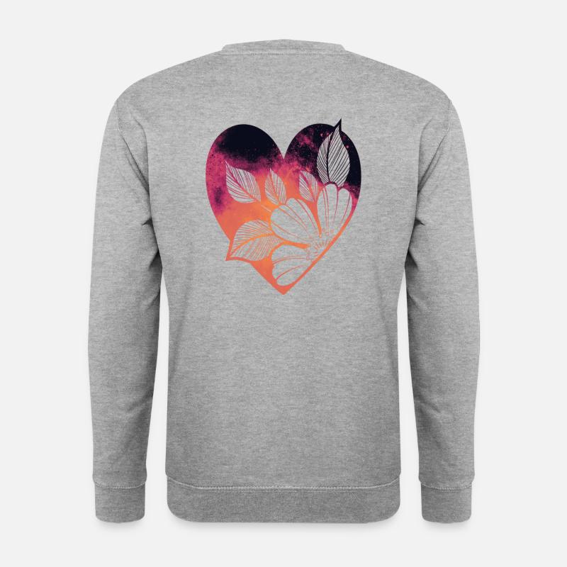 Blumiges Herz - Unisex Pullover - Weißgrau meliert