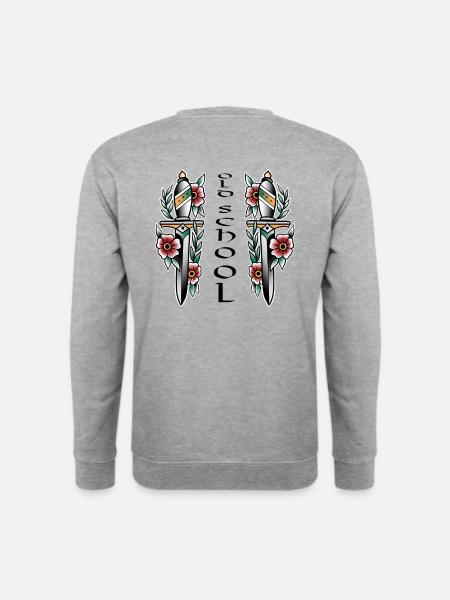 Dobbelt dolk farverigt old-school blomsterarrangement - Unisex sweater - hvidgrå meleret