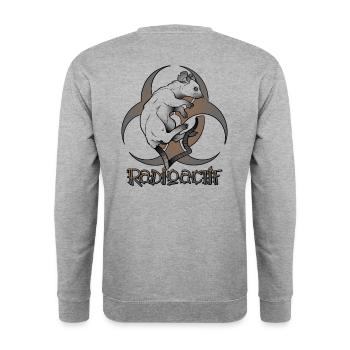 Radioaktiv - Lustiges Wortspiel - Unisex Pullover - Weißgrau meliert - Hinten - Michal (187cm)