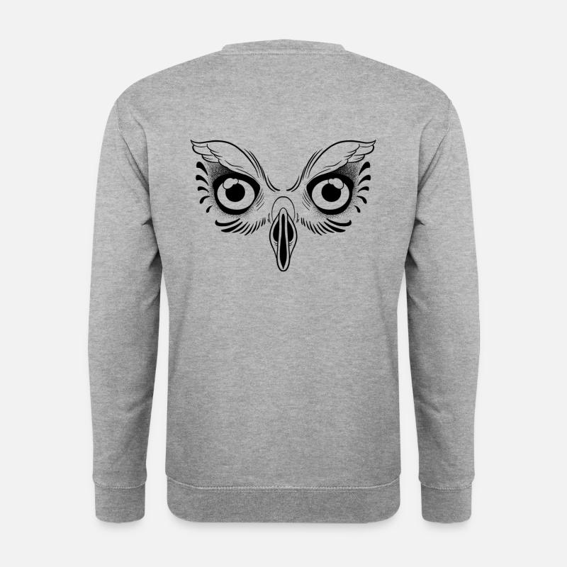 Eulenkopf - Unisex Pullover - Weißgrau meliert