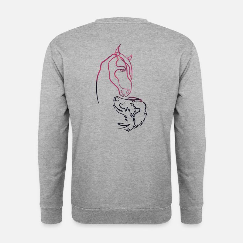 Tierfreunde - Pferd & Hund - Unisex Pullover - Weißgrau meliert