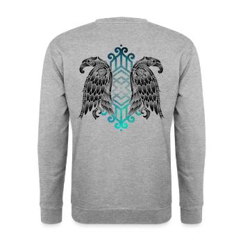 Hugin und Munin Nordic Viking Raven - Unisex Pullover - Weißgrau meliert - Hinten - Michal (187cm)