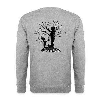 Liebe Mutter und Kind - Unisex Pullover - Weißgrau meliert - Hinten - Michal (187cm)