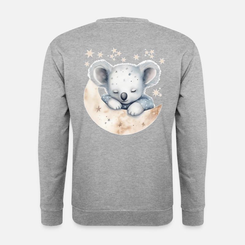 Schlafender Koala im Schlafanzug - Unisex Pullover - Weißgrau meliert