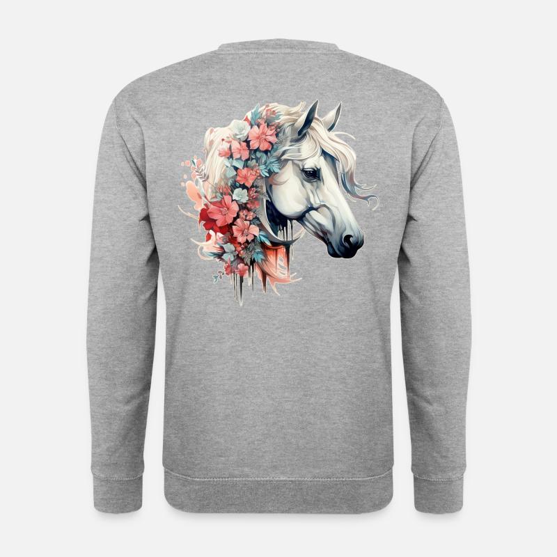 Pferd Pferdemotiv - Unisex Pullover - Weißgrau meliert