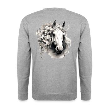 Horse with flowers - Unisex Sweatshirt - salt & pepper - Back - Michal (187cm)