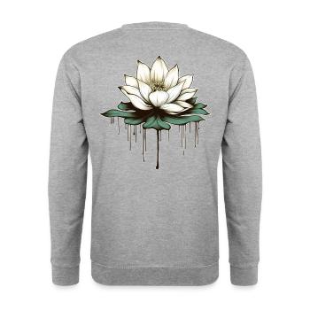 Lotus Blossom - Unisex Sweatshirt - salt & pepper - Back - Michal (187cm)