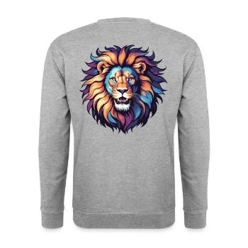 Lion rugissant avec crinière colorée - Sweat-shirt Unisexe - gris chiné - Dos - Michal (187cm)