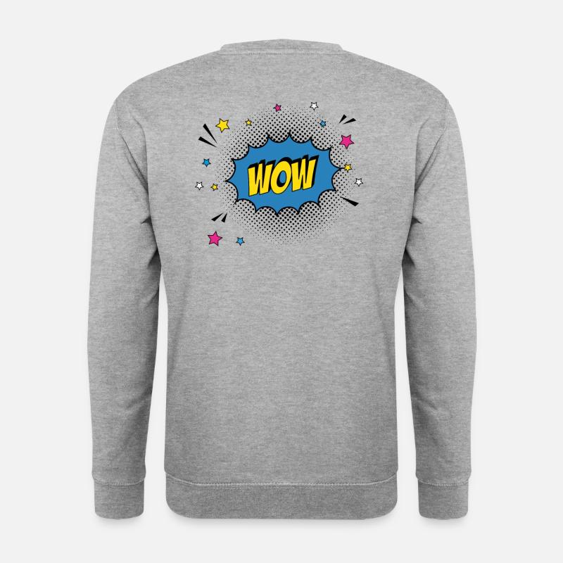 comic Wow Retro Pop Art Cartoon Geschenk - Unisex Pullover - Weißgrau meliert