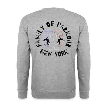 Family of Parkour USA - Unisex Pullover - Weißgrau meliert - Hinten - Michal (187cm)