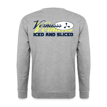 Vernus – gekühlt und in Scheiben geschnitten - Unisex Pullover - Weißgrau meliert - Hinten - Michal (187cm)