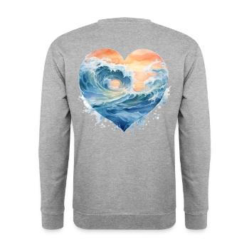 Wave - Unisex Sweatshirt - salt & pepper - Back - Michal (187cm)