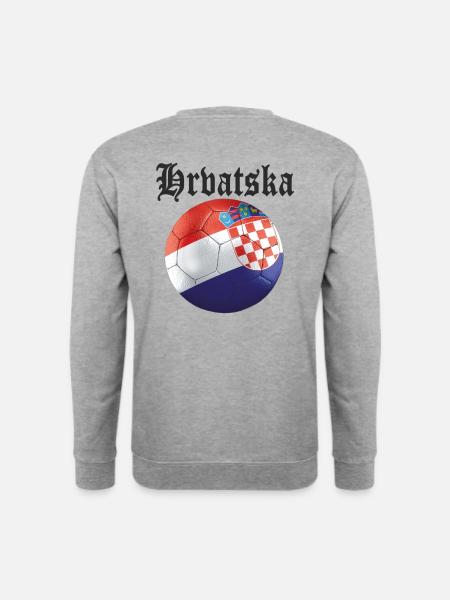 Kroatien Fussball Design - Unisex Pullover - Weißgrau meliert