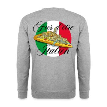 Fier d'être Italien - Sweat-shirt Unisexe - gris chiné - Dos - Michal (187cm)