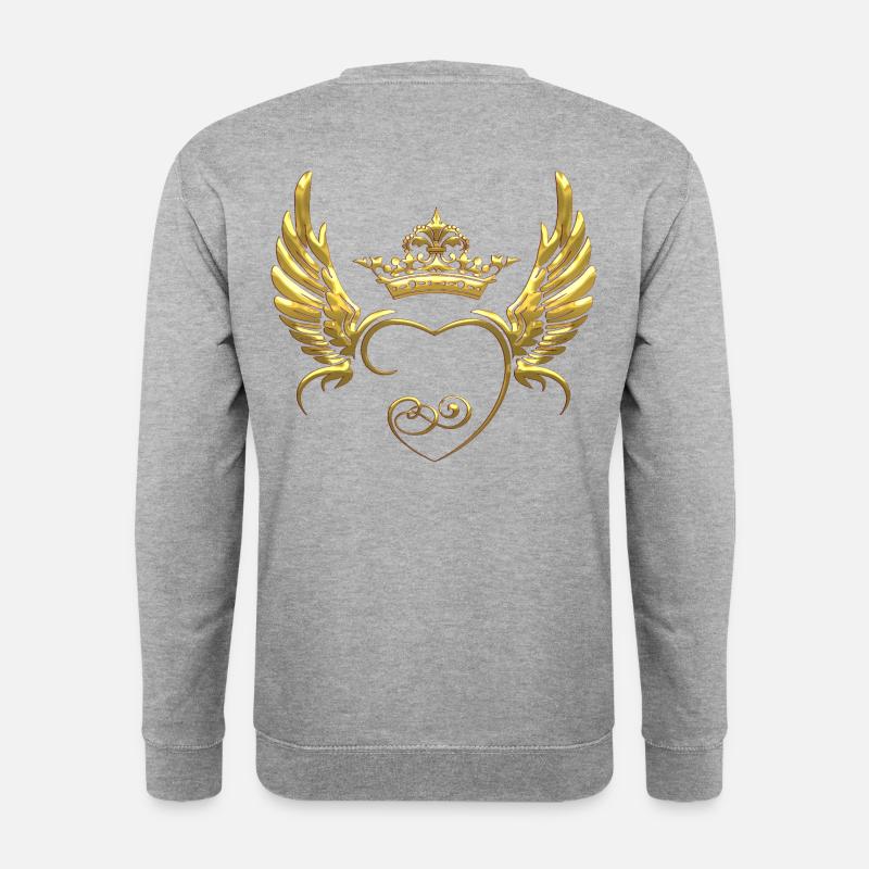 Liebe Flügel - Unisex Pullover - Weißgrau meliert