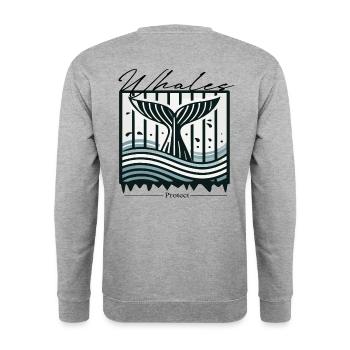 whales protect unisex - Unisex Pullover - Weißgrau meliert - Hinten - Michal (187cm)