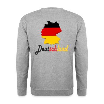 Deutschland - Unisex Pullover - Weißgrau meliert - Hinten - Michal (187cm)