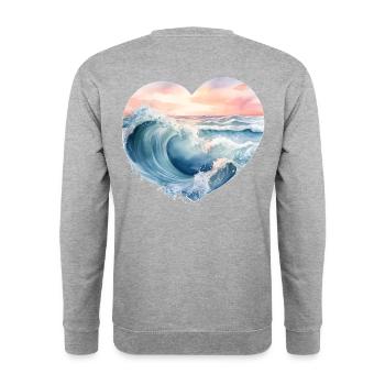 Welle Meer - Unisex Pullover - Weißgrau meliert - Hinten - Michal (187cm)