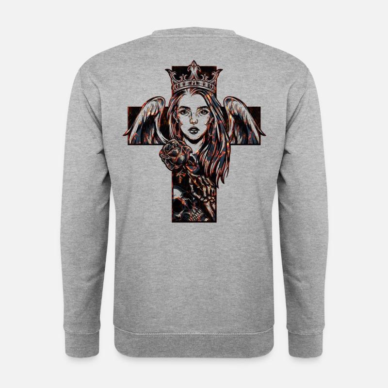 Tattoo-Kreuz - Unisex Pullover - Weißgrau meliert
