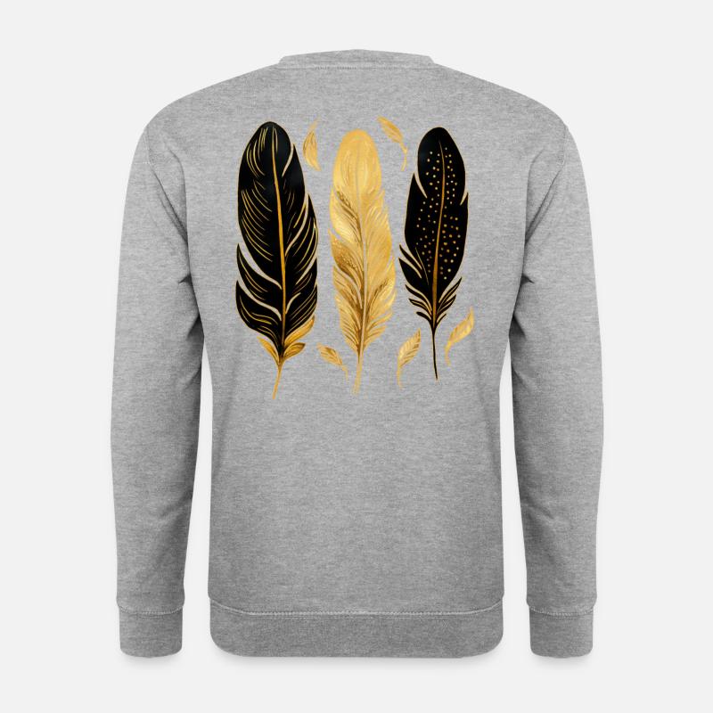 Goldene Federn - Unisex Pullover - Weißgrau meliert