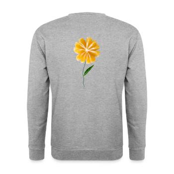 Mandarinblüte 01 - Unisex Pullover - Weißgrau meliert - Hinten - Michal (187cm)