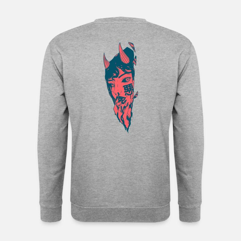 Manga-Dämon - Unisex Pullover - Weißgrau meliert
