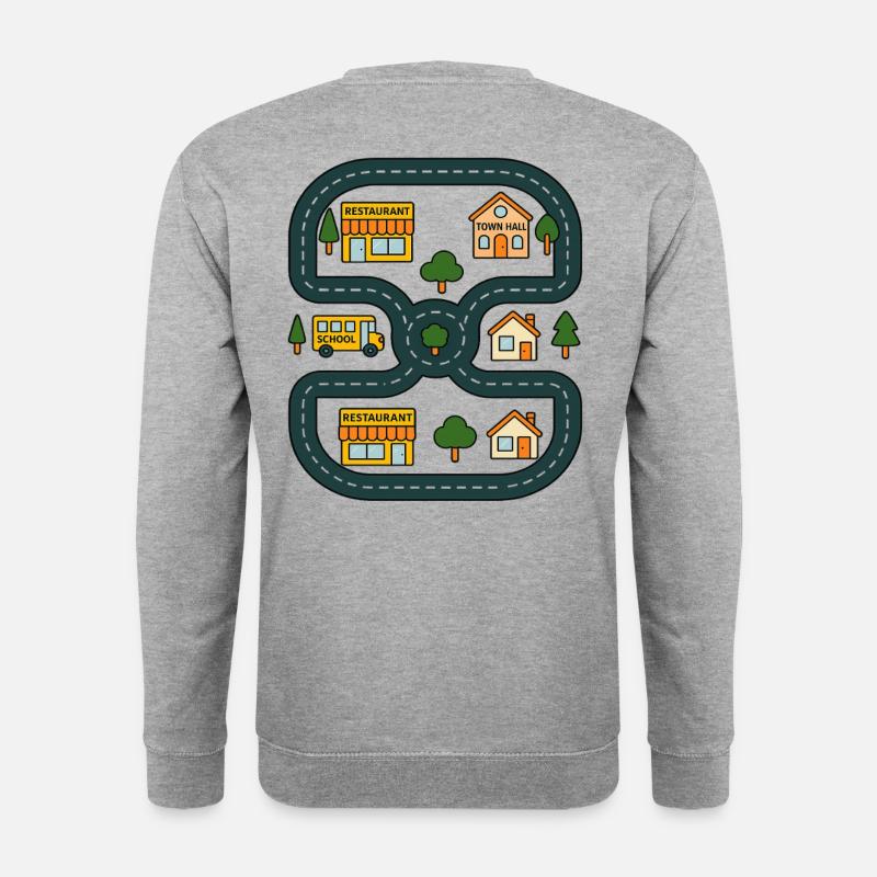 Play Cars Map auf Papas Rücken Geschenk zum Vatertag - Unisex Pullover - Weißgrau meliert