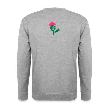 Einzel Kopf Blume der schottischen Distel - Unisex Pullover - Weißgrau meliert - Hinten - Michal (187cm)
