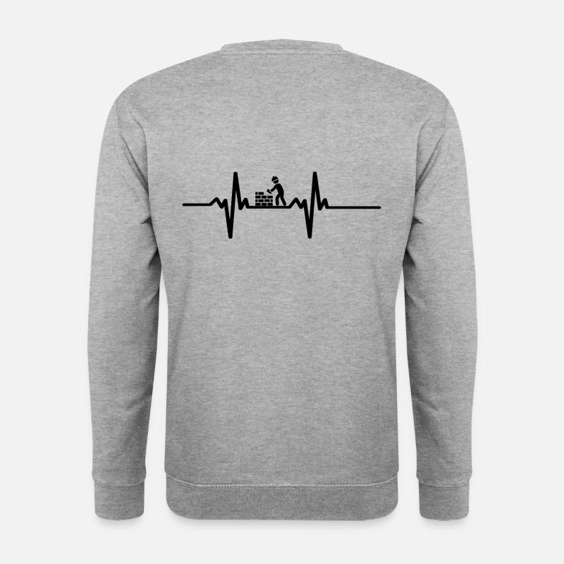 Maurer Herzschlag Handwerker - Unisex Pullover - Weißgrau meliert
