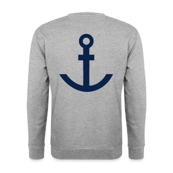 Bleu ancre - Sweat-shirt Unisexe - gris chiné - Dos - Michal (187cm)