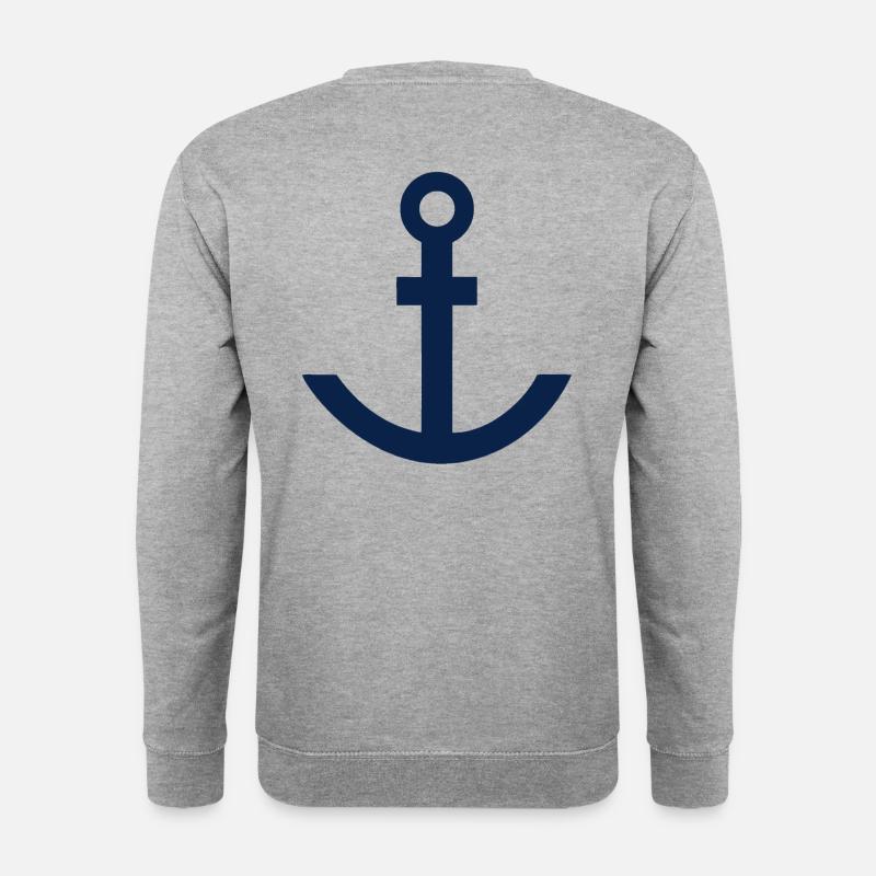 Anker blau - Unisex Pullover - Weißgrau meliert