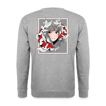 Manga Anime Otaku Koi - Sweat-shirt Unisexe - gris chiné - Dos - Michal (187cm)