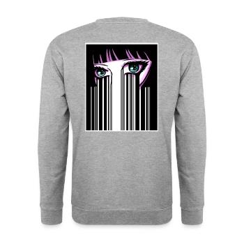 Anime Eyes Japon Code-barres - Sweat-shirt Unisexe - gris chiné - Dos - Michal (187cm)