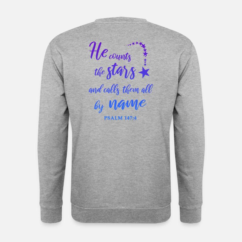 Christlich Gott Glauben Psalm 147:4 - Unisex Pullover - Weißgrau meliert
