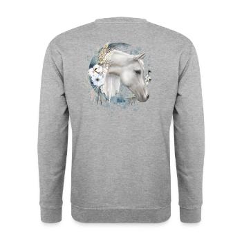 Horse motif with flowers horse - Unisex Sweatshirt - salt & pepper - Back - Michal (187cm)