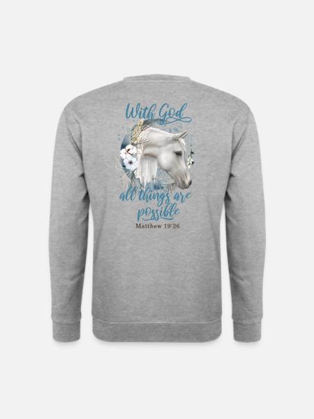 Pferde Reiten Christliche Zitate Pferdebesitzer - Unisex Pullover - Weißgrau meliert