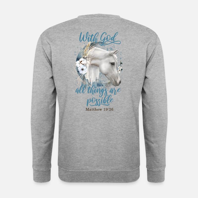 Pferde Reiten Christliche Zitate Pferdebesitzer - Unisex Pullover - Weißgrau meliert